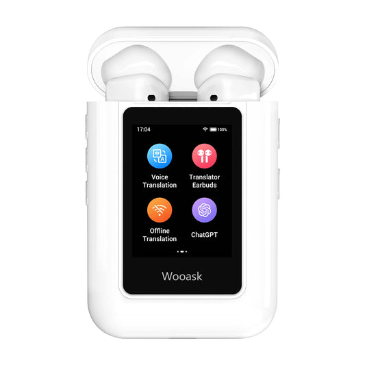 Wooask A8 AI Translator Earbuds with Touch Screen - 144 Languages